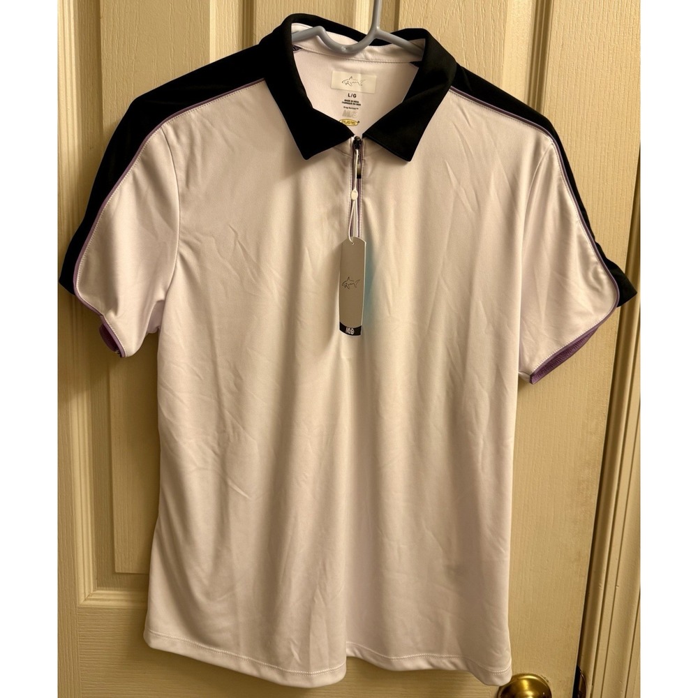 Greg Norman ML75 White 1/4 Zip Collared Polo Shirt Womens Large Golf NWT